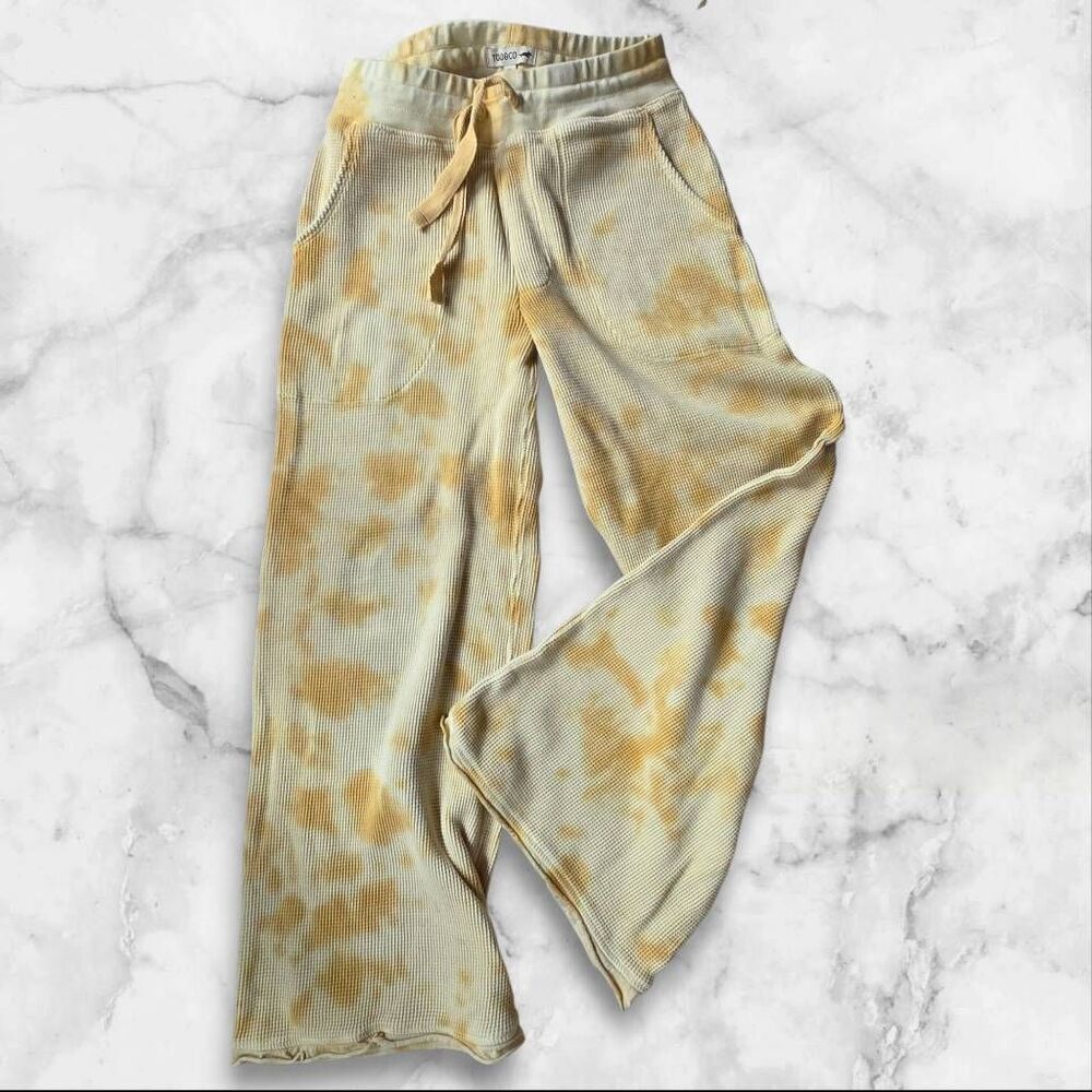Toad & Co Yellow Waffle Knit McCloud Pullover & Wide Leg Pants Tie Dye - Picture 3 of 4